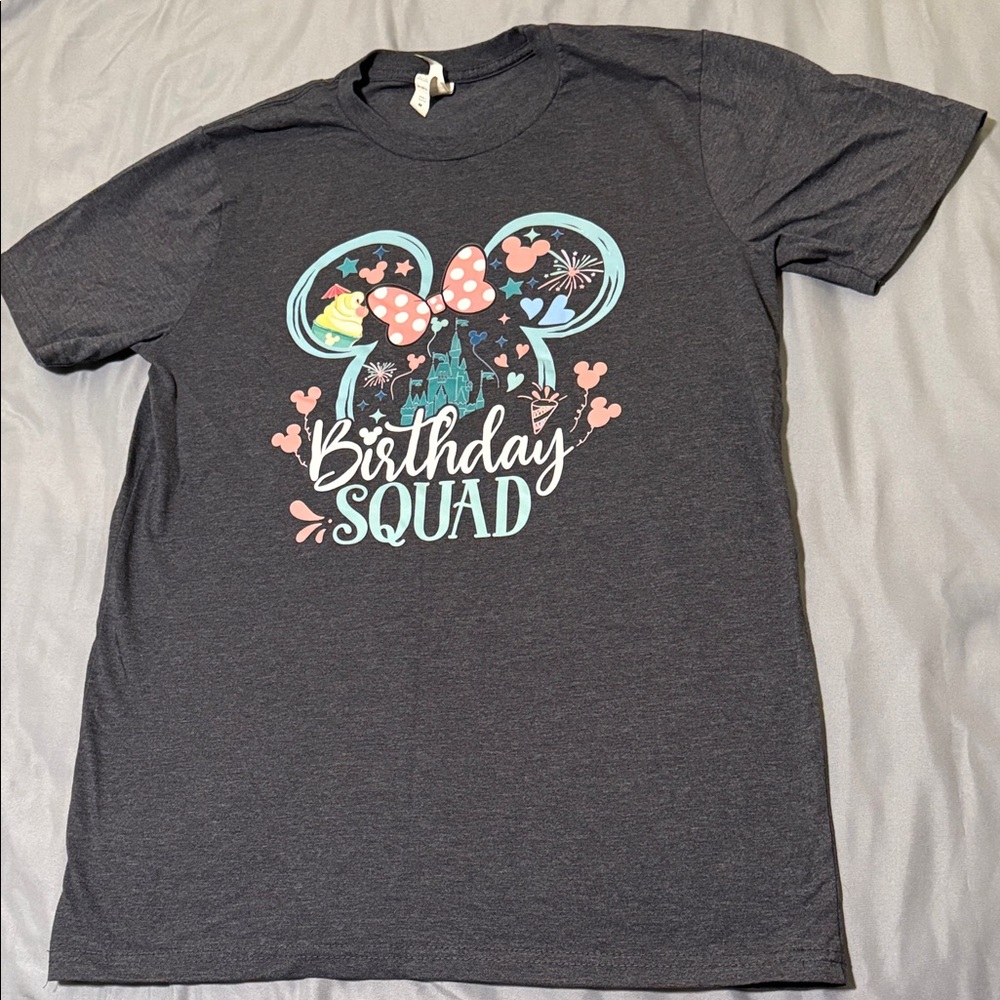 Disney Birthday Squad Graphic Tee - Heather Gray